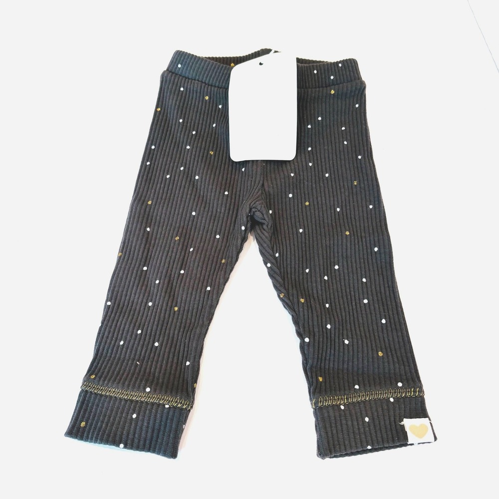Mayoral Newborn Baby Girls Leggings Dark Grey Polka Dot Ribbed 2-4 Months NWT